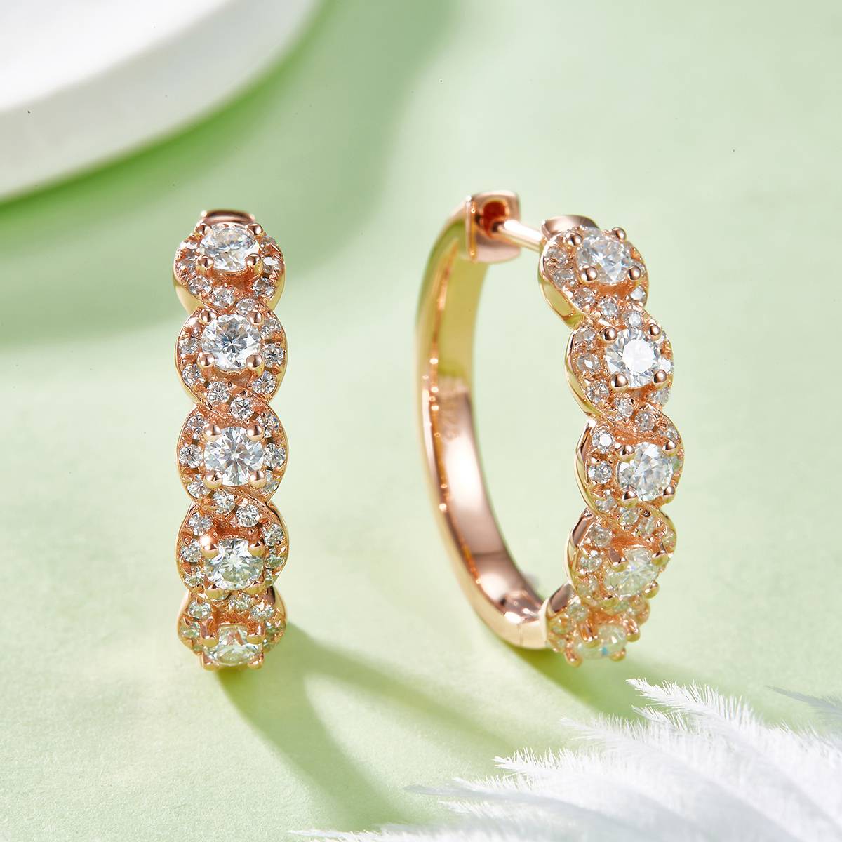 Single Row Half Earrings S925 Silver Moissanite Grade D 1.02CT